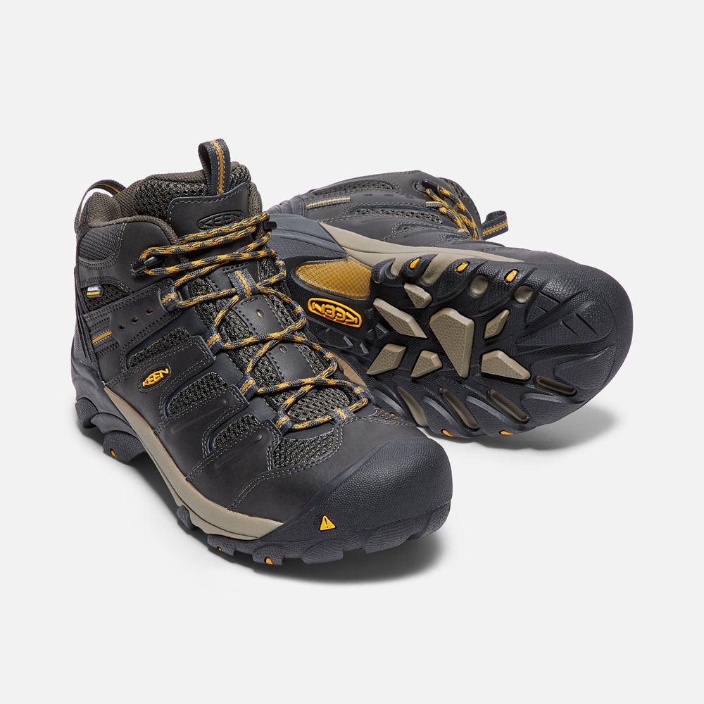 Keen Laarzen Heren Zwart Bruin - Lansing Mid Waterproof (Steel Toe) - 70826-GEMH